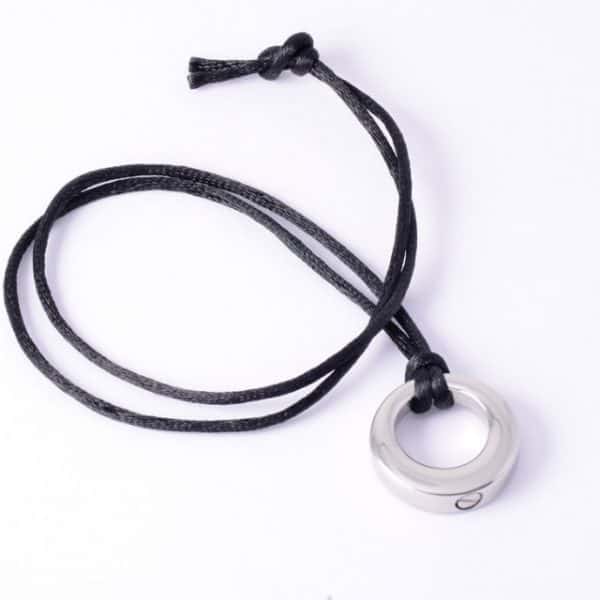 Circle with black cord Ash Pendant Stainless Steel